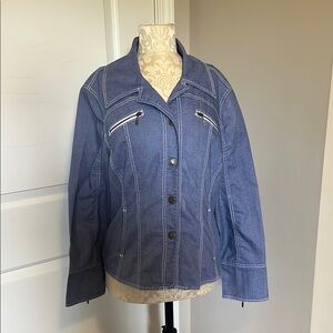 Dress Barn Blue Cropped Jean Jacket Long Sleeve